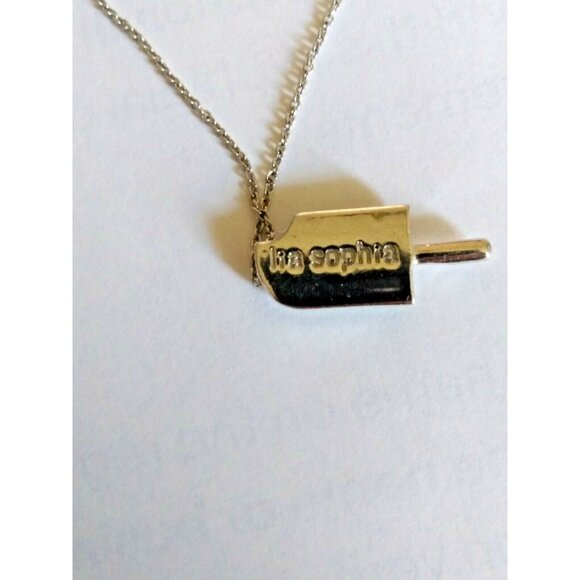 Signed Lia Sophia Ice Cream Pendat Charm Necklace 16" Silver Tone & Rhinestone - Picture 2 of 7